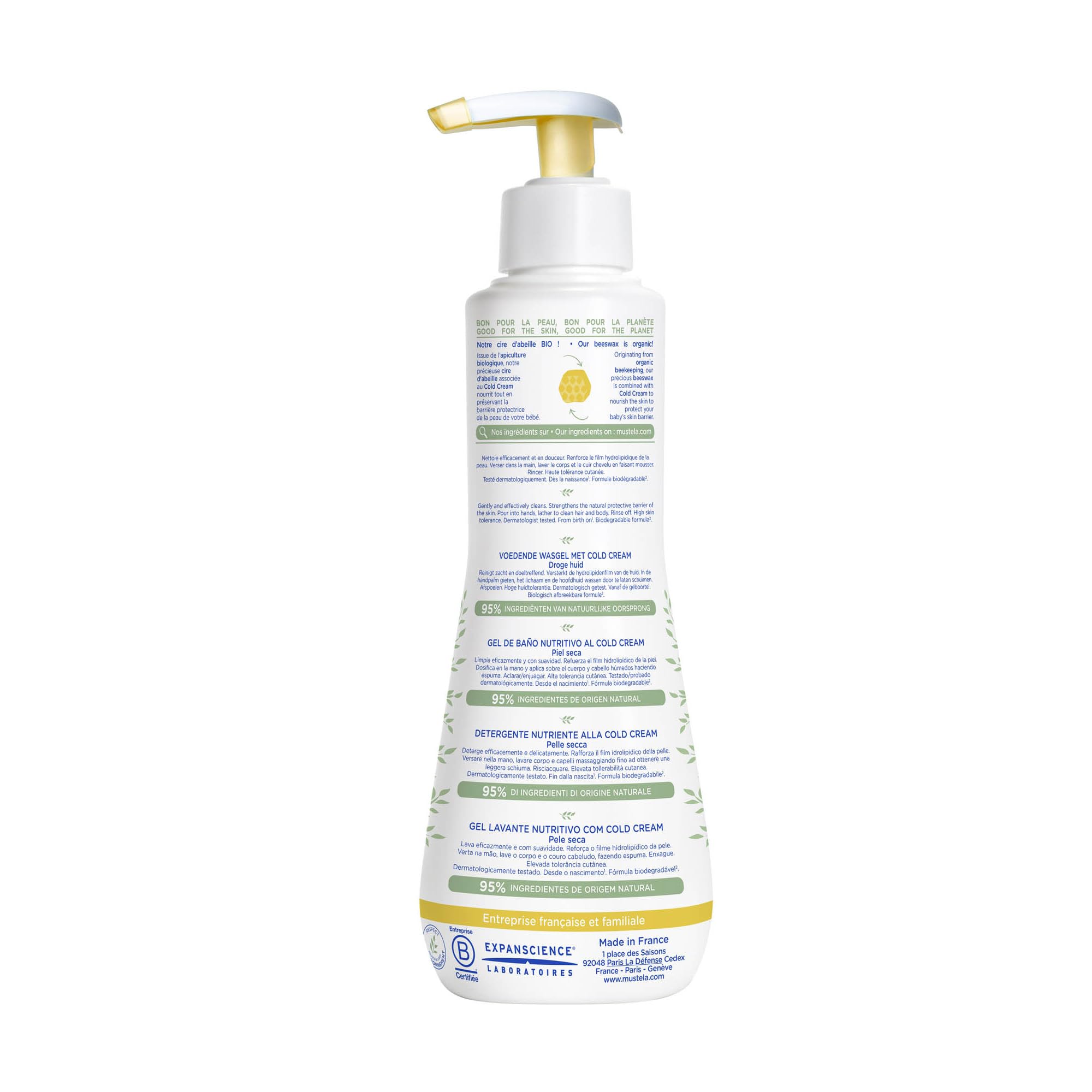 Mustela Gel Detergente Nutriente Cold Cream Naturale Corpo e Capelli 300ml per Pelle Secca