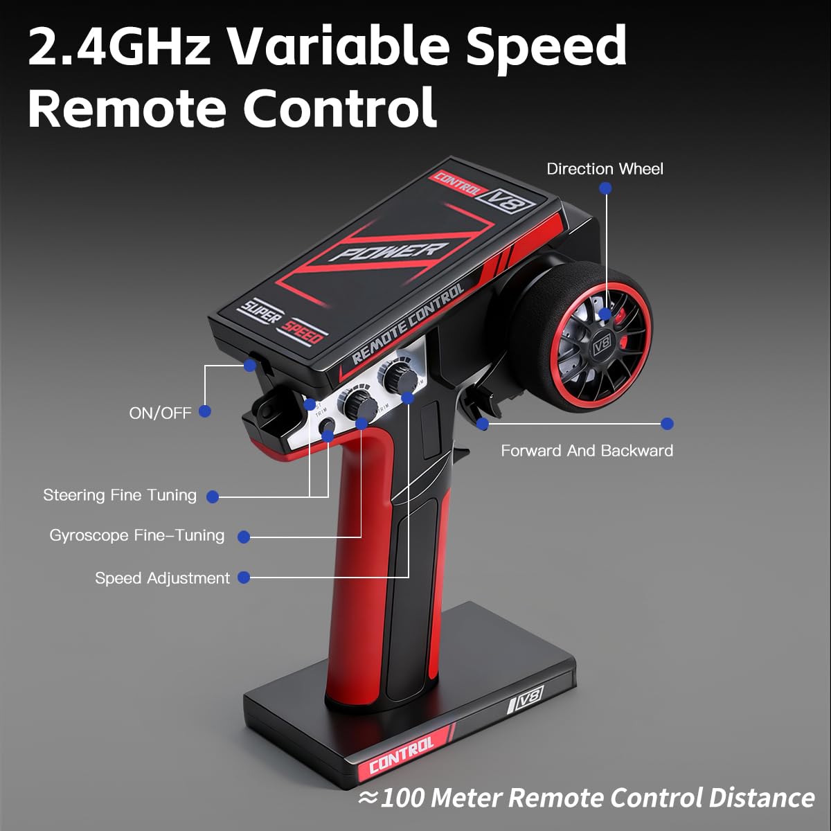 Auto da rally radiocomandata, scala 1:28, 2,4 GHz, 4WD, auto da corsa RC ad alta velocità (30 km/h), con illuminazione a LED, giroscopio e sospensione singola (bianco)