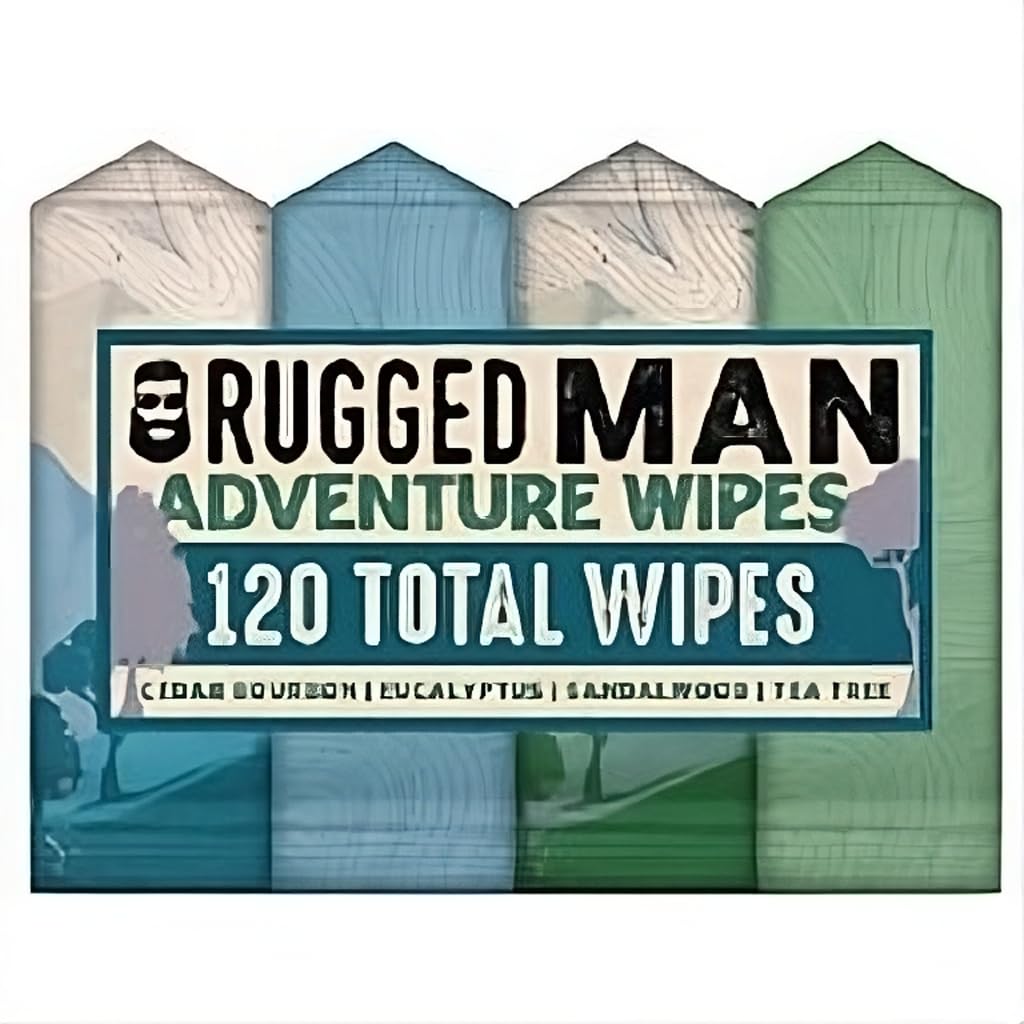 BLKSMITH Rugged Man Body & Face Wipes for Men - 30x4 Pack of Mens Face Wipes - Body Wipes for Men Ideal for after Work, Gym or Travel (Tea Tree | Cedar Bourbon | Eucalyptus | Sandal Wood, 120 Wipes)