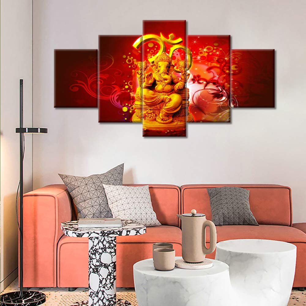 置物 5-piece Ganesha multi-panel canvas art. Amazon.com: Large Home Decor Ganesh Wall Decor for Living Room 5