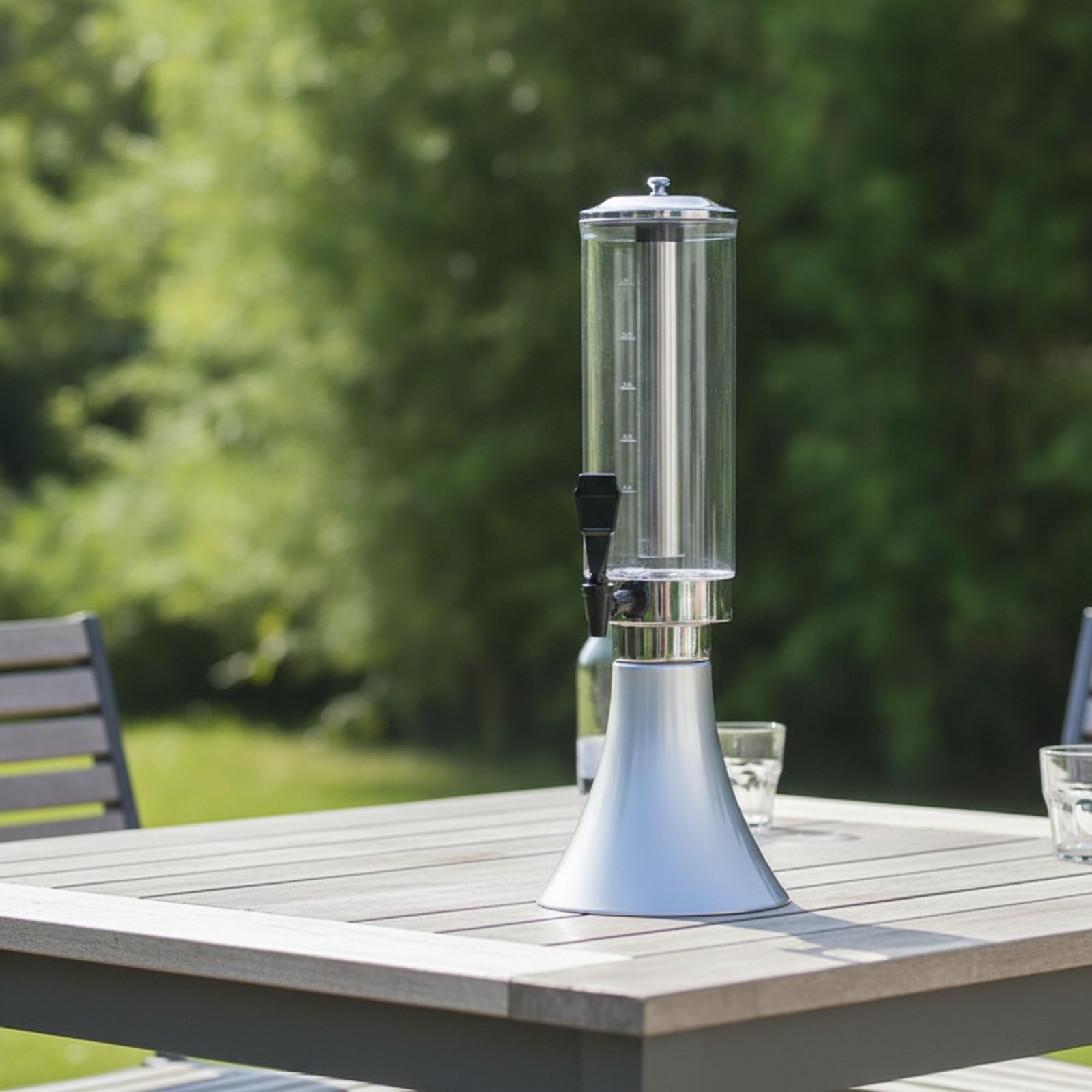 rockible Getränkespender mit Eiszylinder Eisgekühlt Getränkesäule mit Zapfhahn Kalthaltend Biersäule Zapfhahn für Gastronomen, Gartenparty, Gastronomie, Array, Holzmaserung
