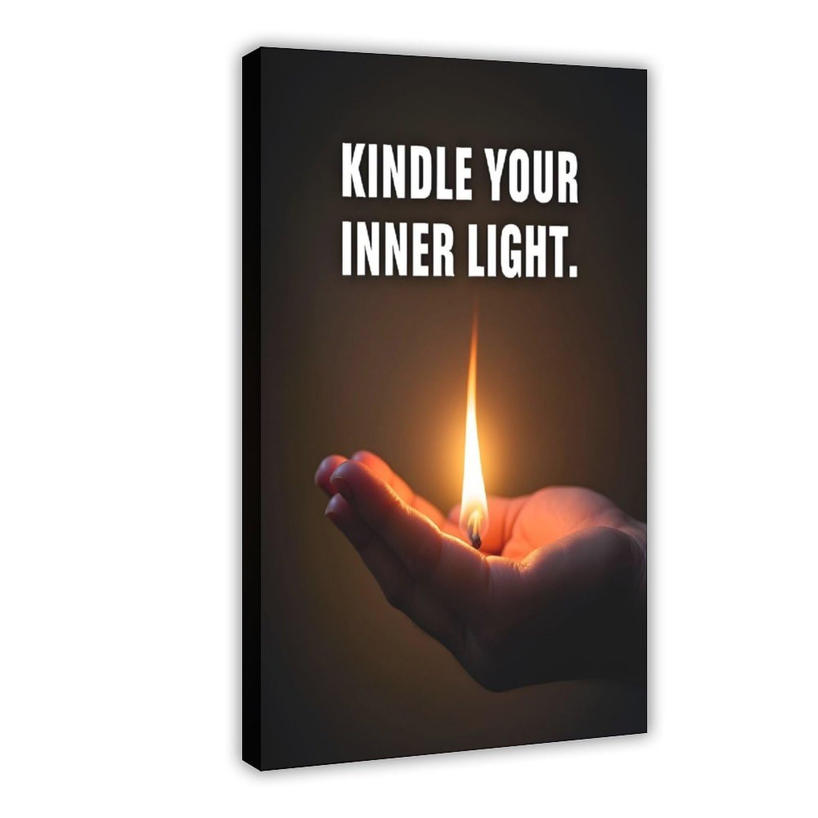 QIENAZIO Kunstdruck auf Leinwand, Motiv: Kindle Your Inner Light, inspirierende Zitate, Wandkunst, Schlafzimmer, Büro, Küche, Dekoration, Geschenke, 60 x 90 cm