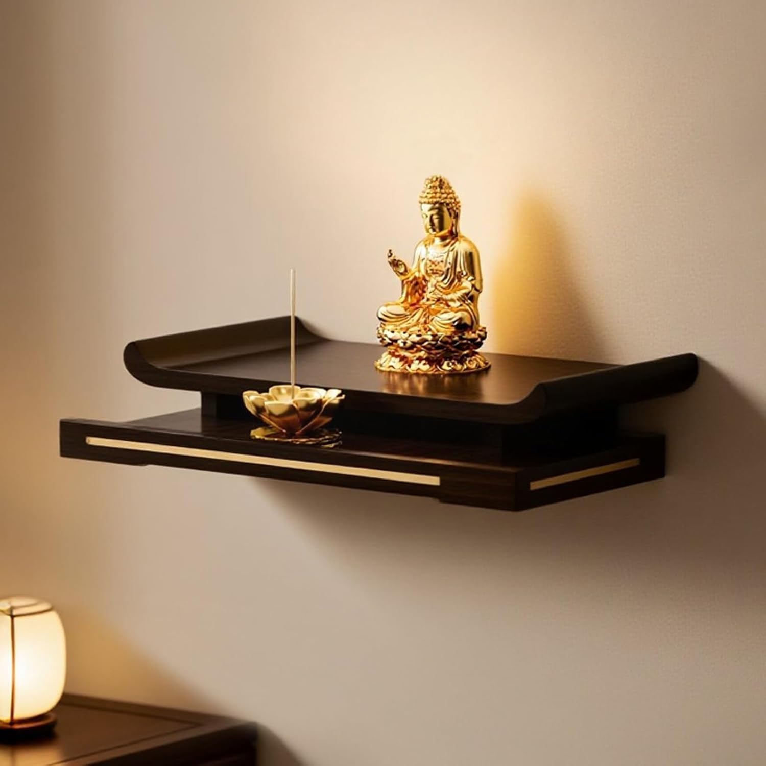 Wandmontiertes Altarregal für Gebet, Meditation & Aufbewahrung, kompakter Buddha-Ständer für kleine Räume, dekorativer Tisch für spirituelle Praktiken