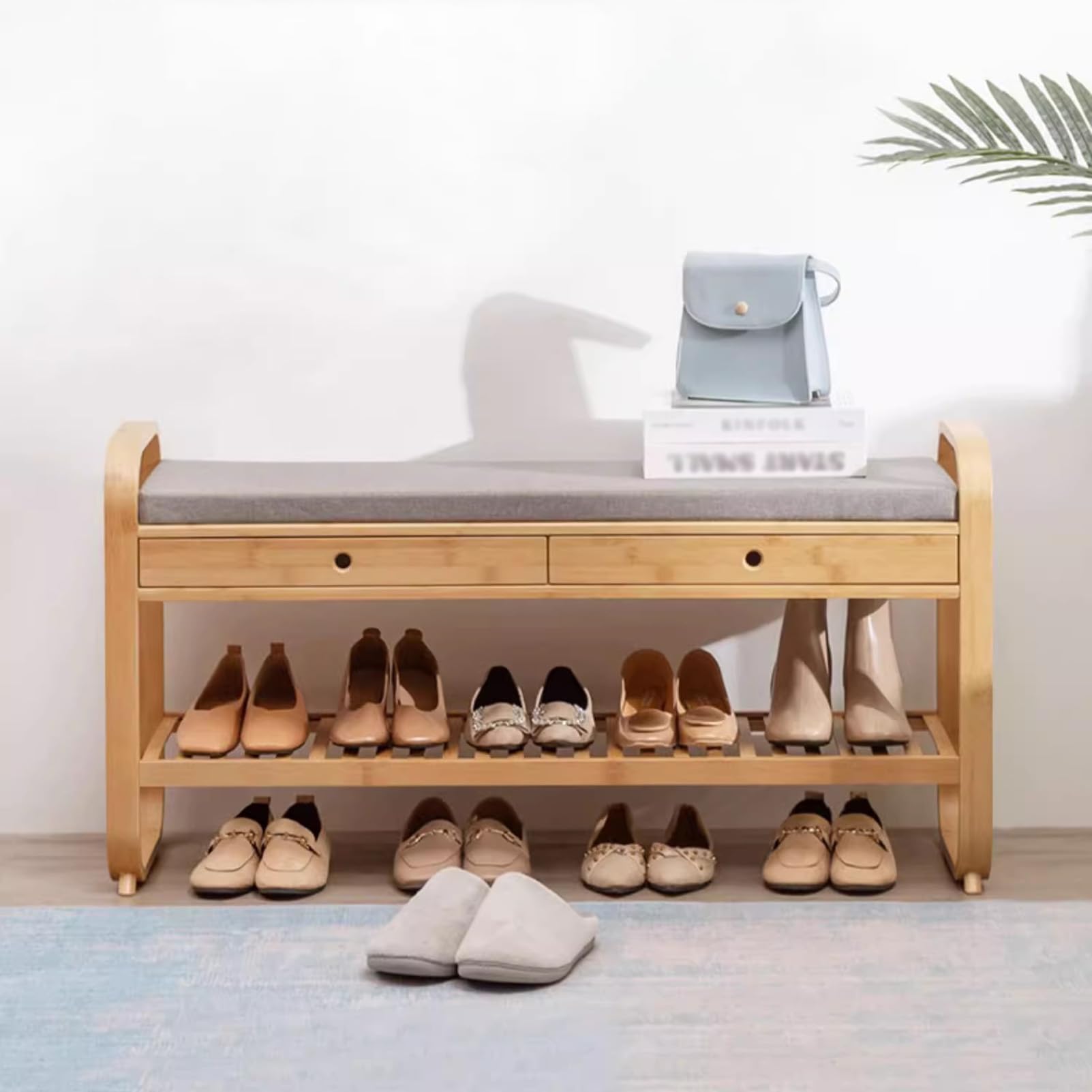 Generico Elegante Panca da Ingresso con vano portascarpe, scaffale in Legno con cassetti per corridoio, Camera da Letto, Sala da Pranzo, Soggiorno - 105 x 34 x 55 cm, Organizer salvaspazio