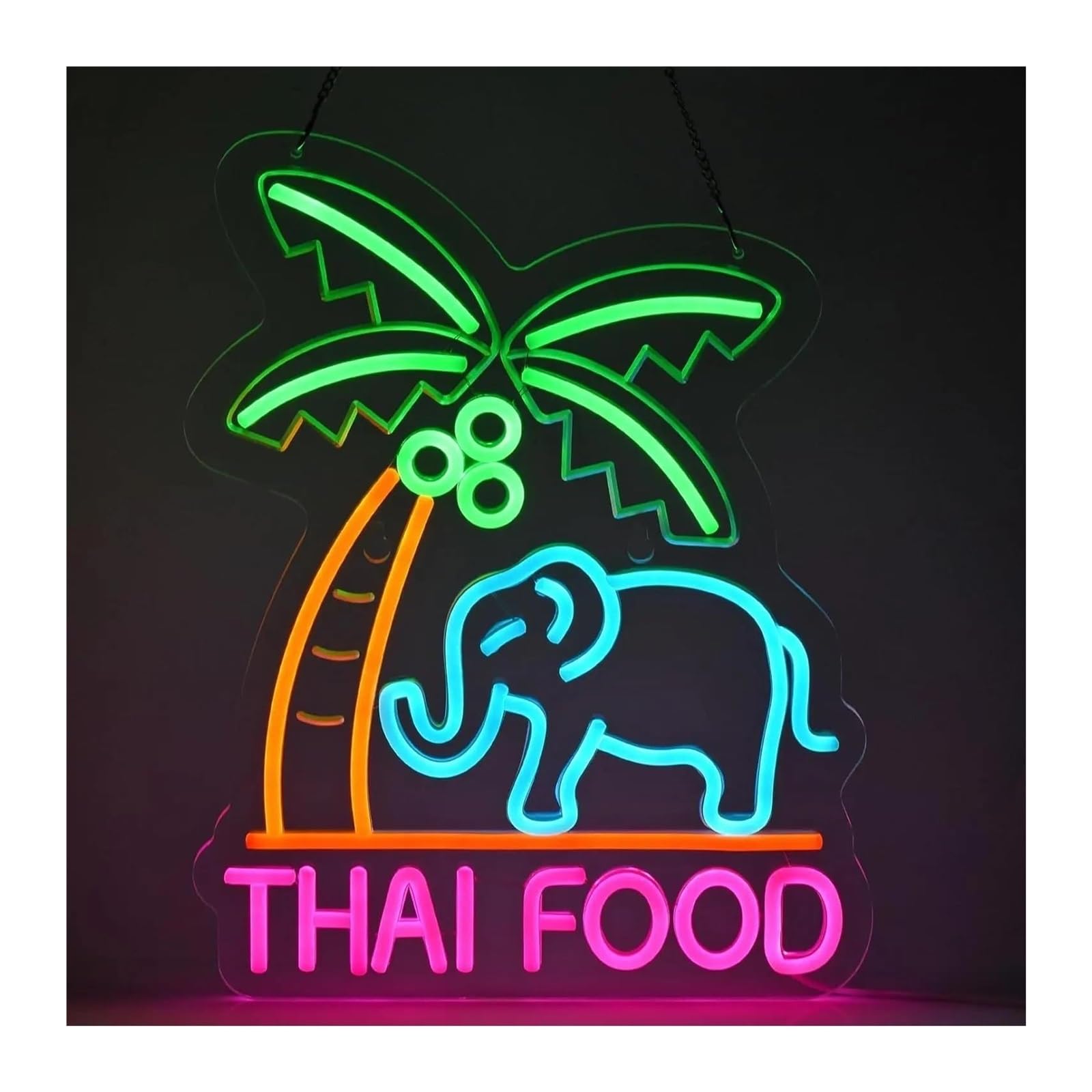 Lemst One Color Signs Lamp Thai Food Neon Sign Usb Dimmable For Kitchen Thailand Restaurant Business Signage Southeast Asian Food Shop Decor