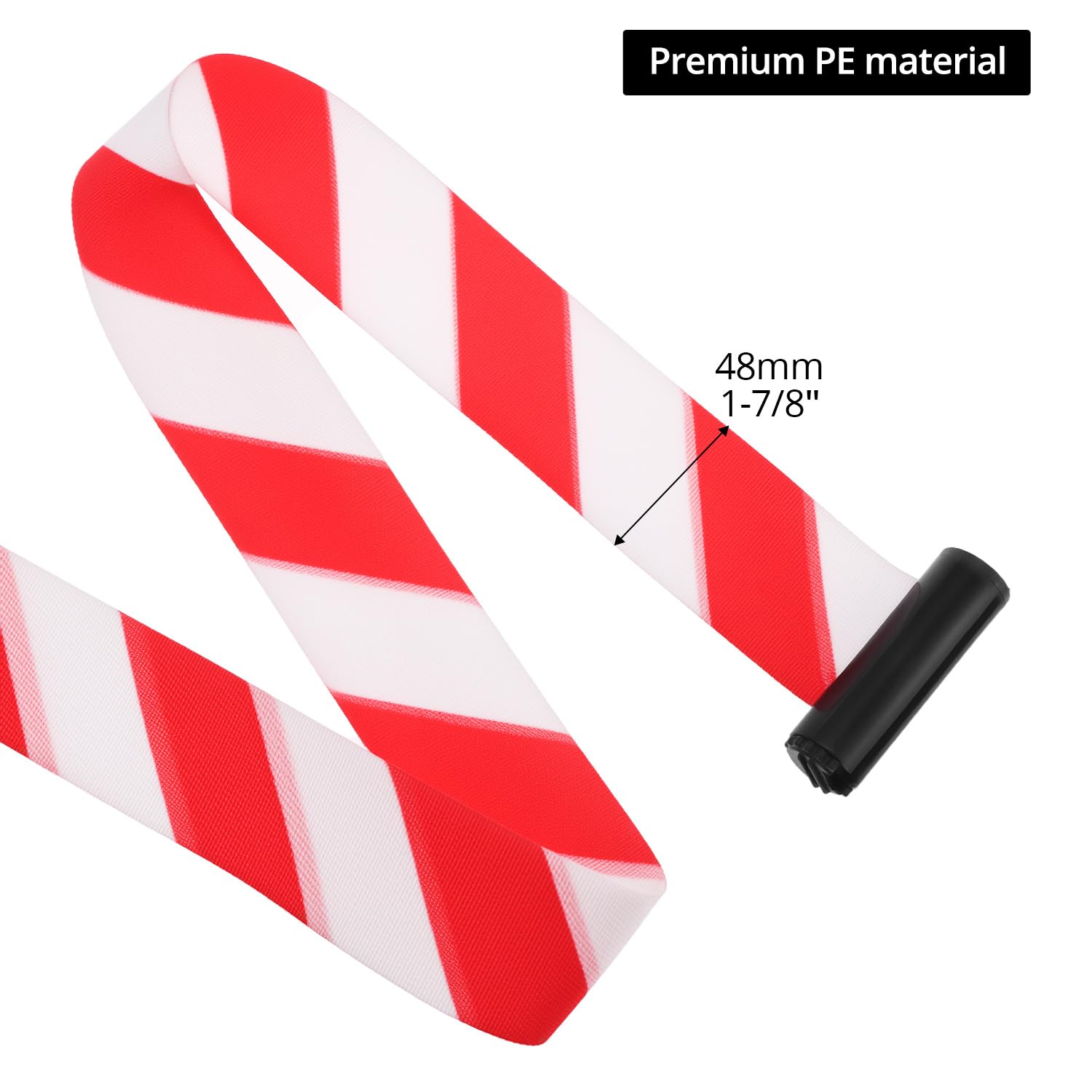 QWORK® Barrière de ceinture rétractable, boîtier ABS 5 m, ceinture de sécurité rouge et blanche avec vis