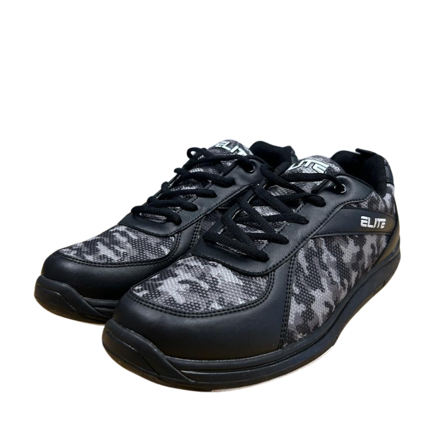 ELITE Pinnacle Bowlingschuhe für Herren – leicht, universelle Gleitsohlen, bequem und leistungssteigernd, Grau, Camo, 48 EU