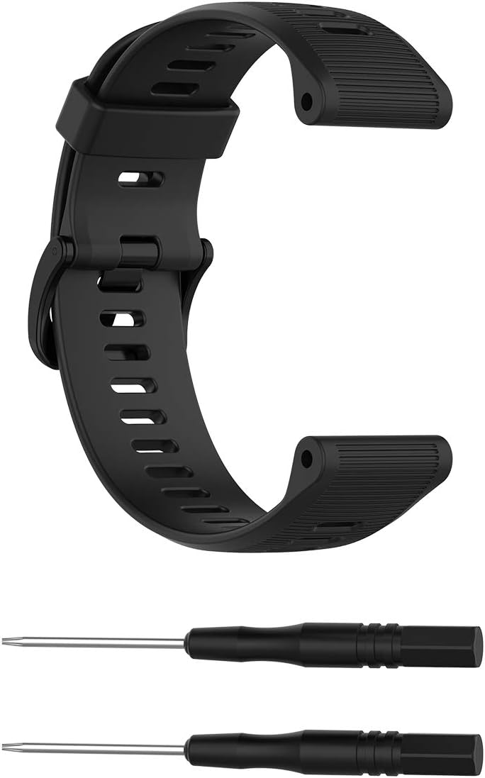 3-Pack Silicone Bands for Garmin Forerunner 945 Smartwatch Replacement Strap (Black, White, Green)