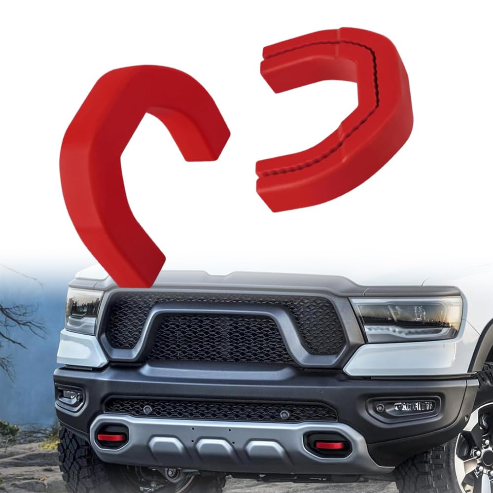 Riloer Housse de crochet de remorquage pour pare-chocs avant en caoutchouc compatible avec Dodge RAM 1500 2019-2025 68272944AB 68272945A Rouge