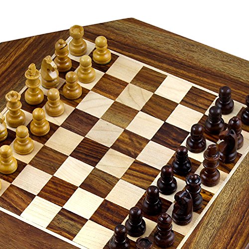Image of Good Friday Sale!! Magnetic Octangle Shape Chess Pieces Set and Wooden Board Travel Games with Storage 9 Inches
