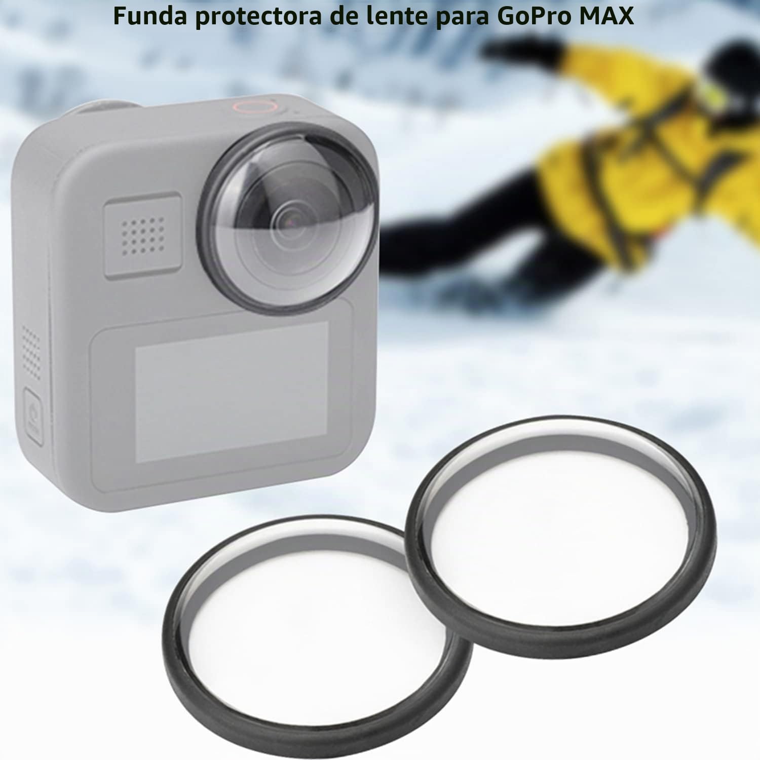 FitStill - Juego de 2 protectores de lente para cámara Go Pro MAX de acción, protectores de lente adhesivos para cámara, protector de lente transparente impermeable Go Pro MAX
