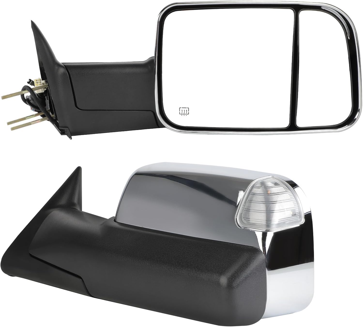 ECCPP Towing Mirrors Tow Mirrors With 1998-2002 For Dodge For Ram/For Ram Truck Power Control Heated Turn Signal Black Manual Folding And Flip Up Lh Rh Pickup Truck