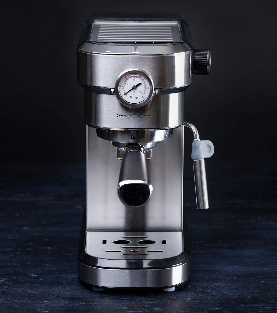 GASTRONOMA Gastronoma Baristo 18110001 Machine à expresso avec porte-filtre 15 bars de pression et mousseur à lait