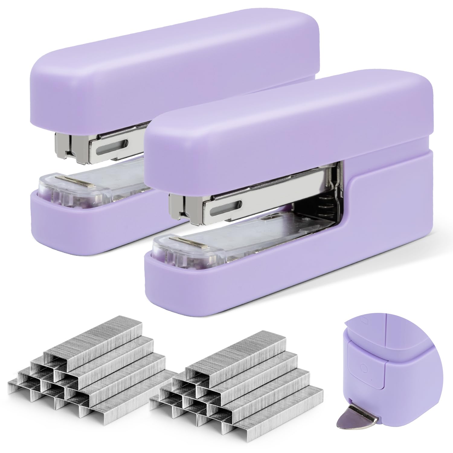 deli Stapler, Desktop Staplers with Integrated Staple Remover, 45 Sheet Capacity Office Stapler, 2 Pack, Purple