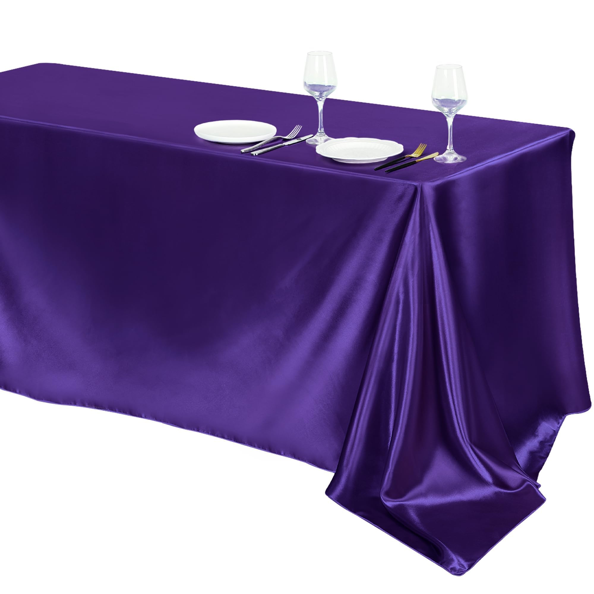 Ivory Satin Tablecloths - 4 Pack Overlay Covers -10