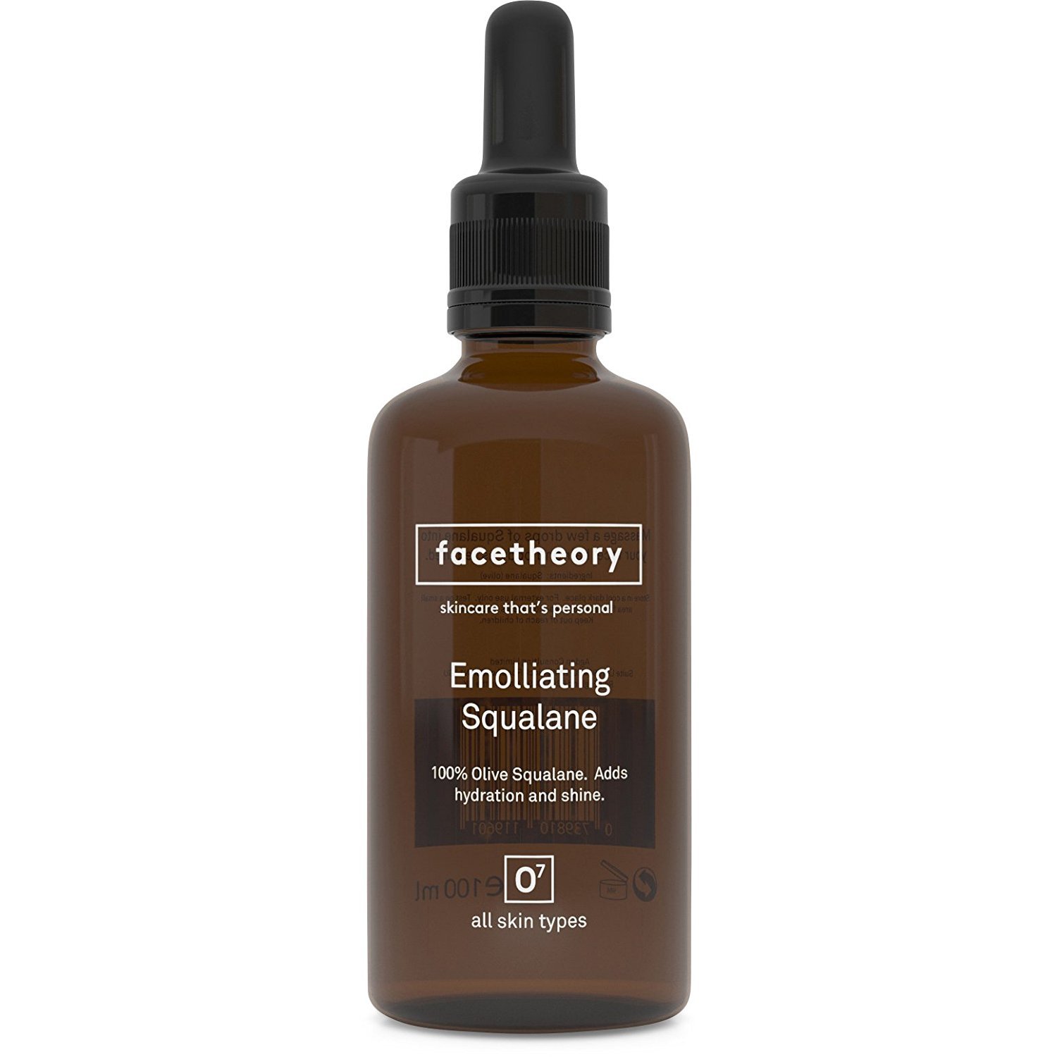 facetheory Emolliating Squalane O7-100% Natural Olive Squalane Oil, For Dry Skin and Frizzy Hair, Deeply Moisturize, Vegan and Cruelty-Free, Made in the UK | 100 ml