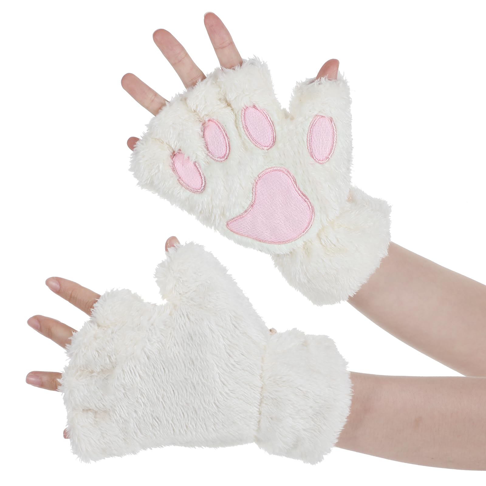 Cat Paws Gloves Fingerless, Bear Furry Paw Cute Hand, Cute Cat Paw Gloves, Winter Soft Warm Fingerless, Cosplay