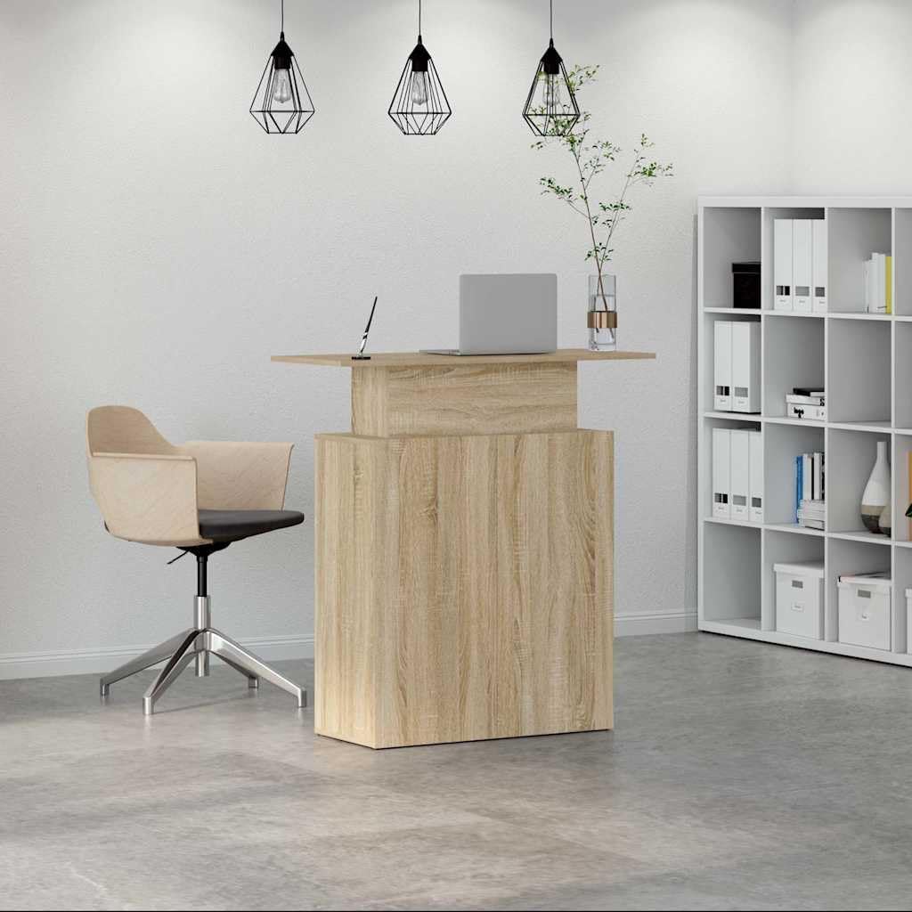 Générique Empfangstheke Sonoma-Eiche, 100 x 40 x 104 cm, Holzwerkstoff mit integriertem Regal, Empfangstisch für diskrete Interaktionen, Aufbewahrung für Bürobedarf, ideal