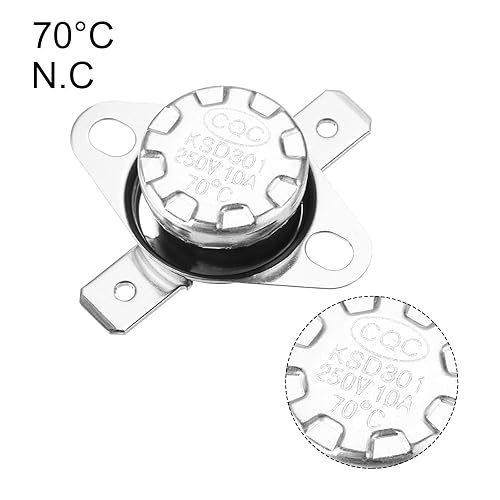 Miniatura 164 de uxcell KSD301 Termostato 221.0 °F/221 ° F 10 A Normalmente Cerrado N.C Ajuste Snap Disc Interruptor de temperatura para microondas, horno, cafeteras