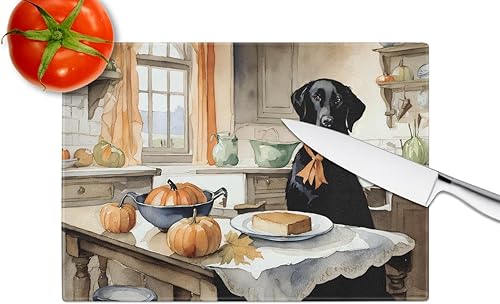 Miniatura 4 de Caroline's Treasures DAC1787LCB Tabla de cortar de cristal de calabazas de cocina de otoño de laboratorio negro grande decorativa de vidrio templado