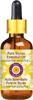 dève herbes Styrax Essential Oil (Liquidambar styraciflua L) with Glass Dropper | Pure | Non-Sticky | Non-Greasy | Lightweight | Men & Women | All Skin Types | Steam Distilled 2ml (0.06 oz)