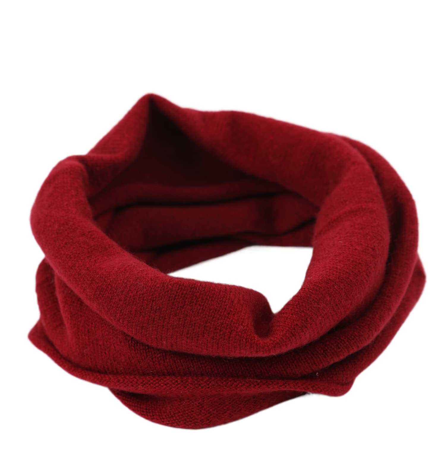 Prettystern Women Men Loop Scarf 100% Cashmere Cashmere Round Scarf Knitted Scarf Unisex Round Scarf Tube Scarf Red Dark Red