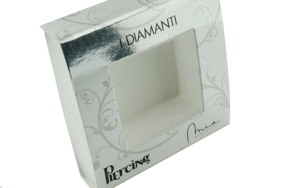 Mia Gioielli - Piercing con diamanti - Orecchio di naso in oro bianco o giallo 18 carati (750) con diamante 0,02 carati - Stile artiglio - Donna ipoallergenico