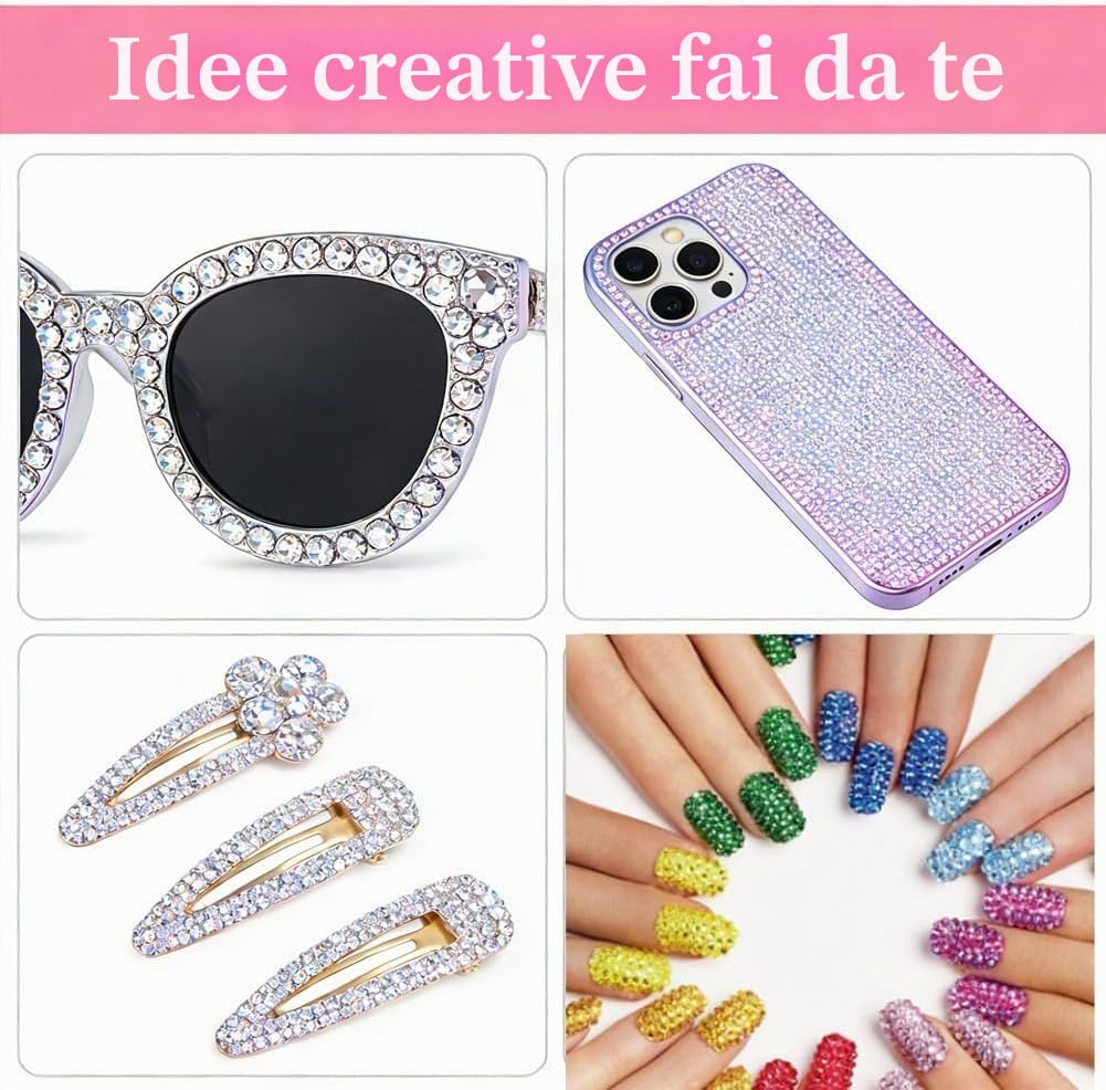 Bedazzling Kit con colla, 40 colori, 40000 pezzi, strass Bedazzle per artigianato e fai da te