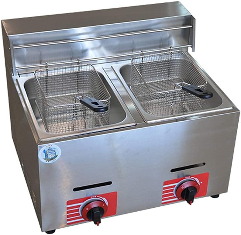 Fryer Basket,Commercial Gas Fryer Stainless Steel Double Fryer,Large Capacity Gas Fryer Easy to Clean for Cooking Food and Fries Home Restaurant Home
