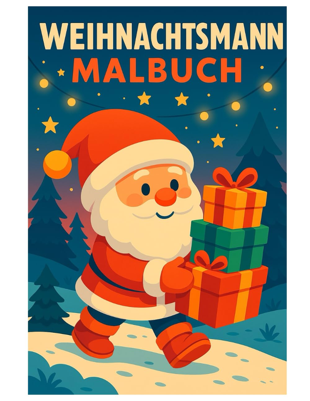 Weihnachtsmann Malbuch: 50 liebevoll gestaltete Weihnachtsillustrationen rund um Santa & Co. – Für Kinder und Erwachsene zur kreativen Entspannung