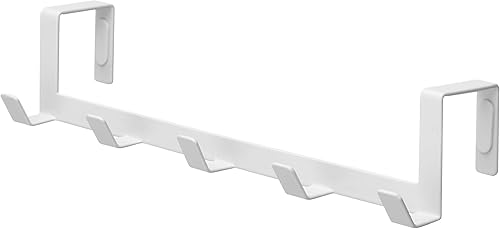 Miniatura 5 de Yamazaki Zapatero extensible (7209) y estante de gancho sobre la puerta, acero blanco