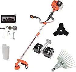 Roçadeira Profissional 65CC a Gasolina, Motor 2 Tempos 3HP, com Enxada Rotativa e Derriçadeira de Café, Kit de Reposição e Manutenção Rápida