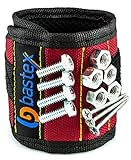 Bastex Magnetic Wristband With Strong Magnets for Holding Screws, Nails, Bolts, Drill bits, and Other Small Metal Tools. The Best helping hand. (Red)