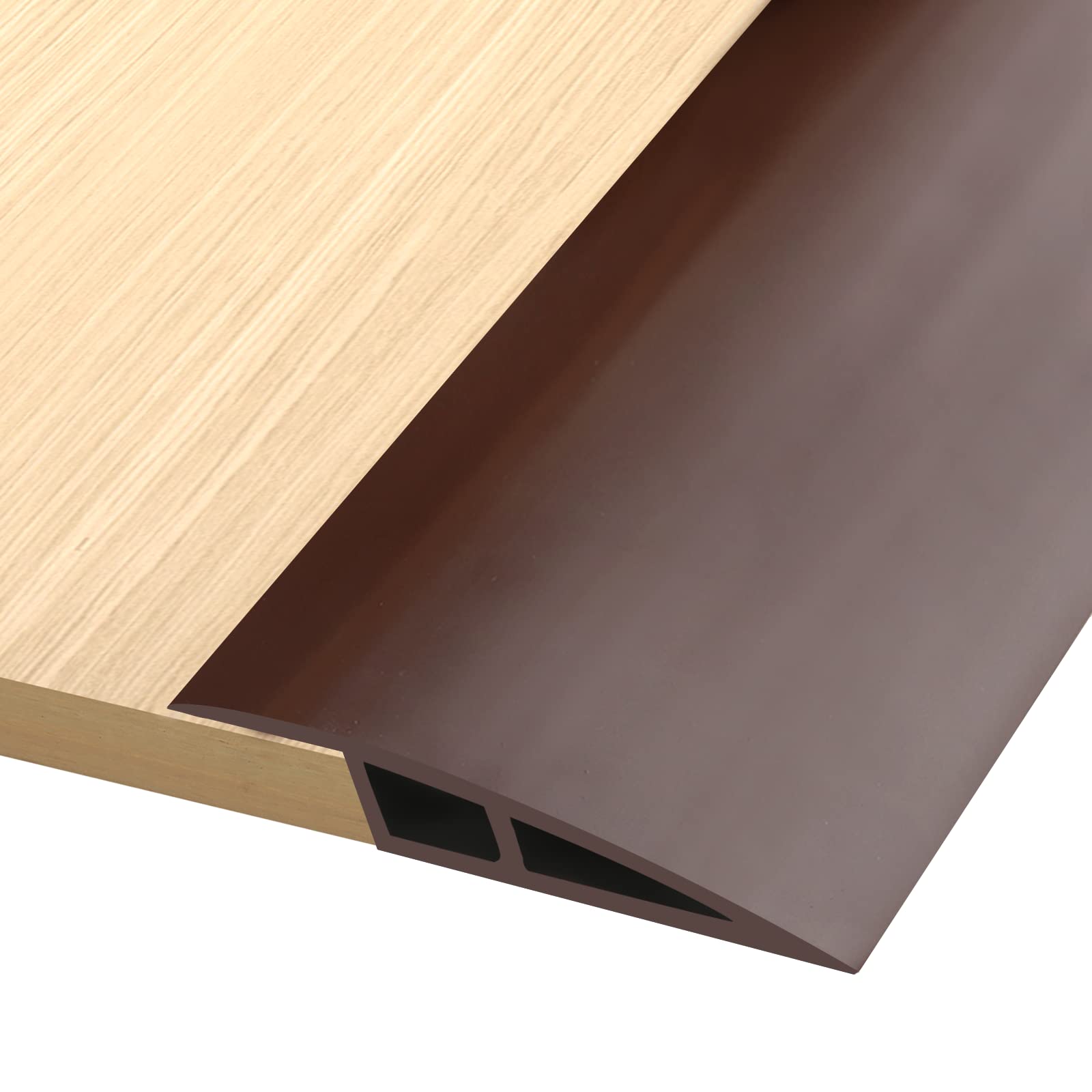 Floor Transition Strip Vinyl Door Threshold Flooring Transition Strip Self Adhesive Carpet Edging Strip for Laminate Doorway Edge Threshold from 2/5" to 3/5" (Coffee, 6.6 Ft)