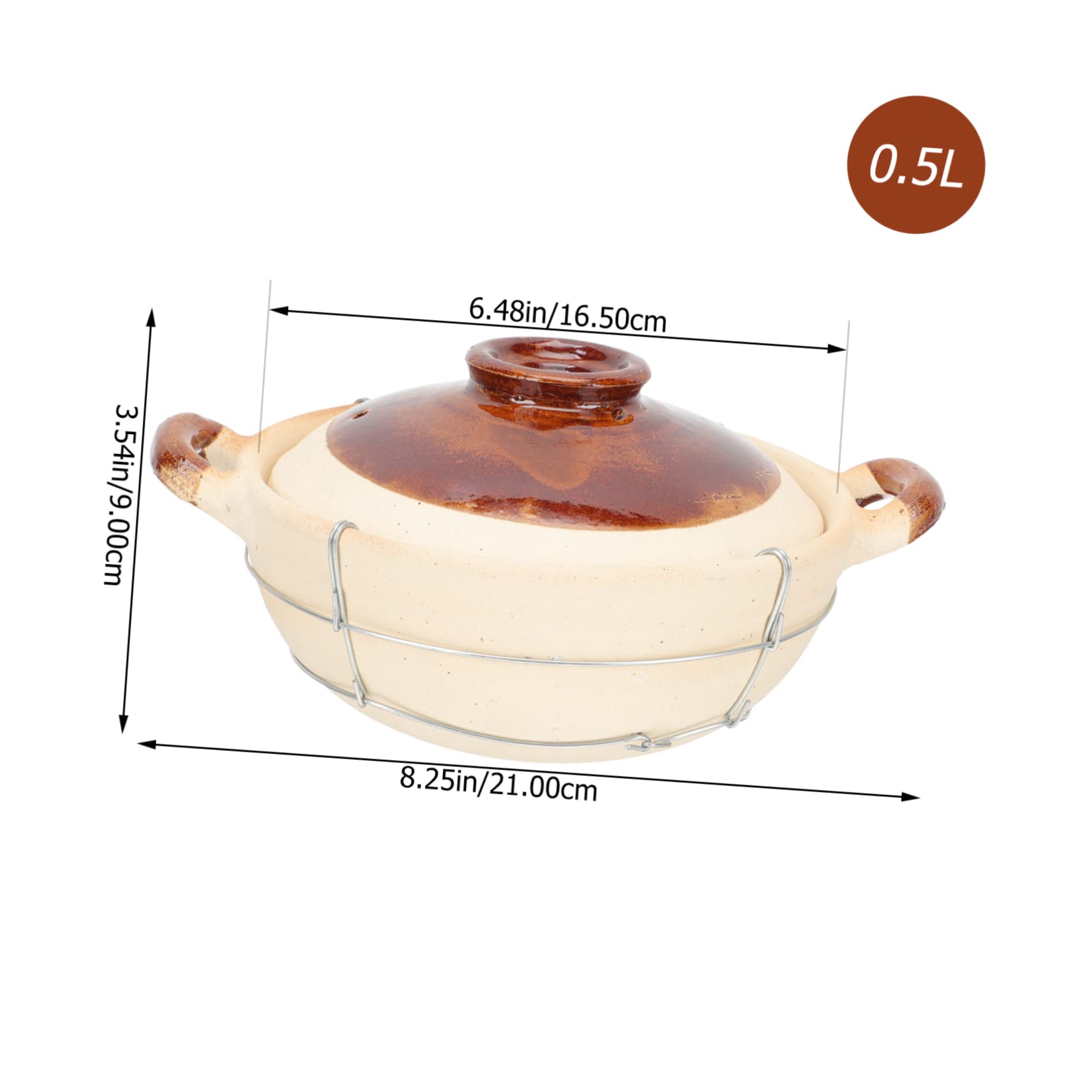 PartyKindom Cazuela de Barro Superficie Antiadherente Mango para Cocinar, Capacidad 0.5l y Transferencia Uniforme de Calor, Adecuado para Estofados Caseros