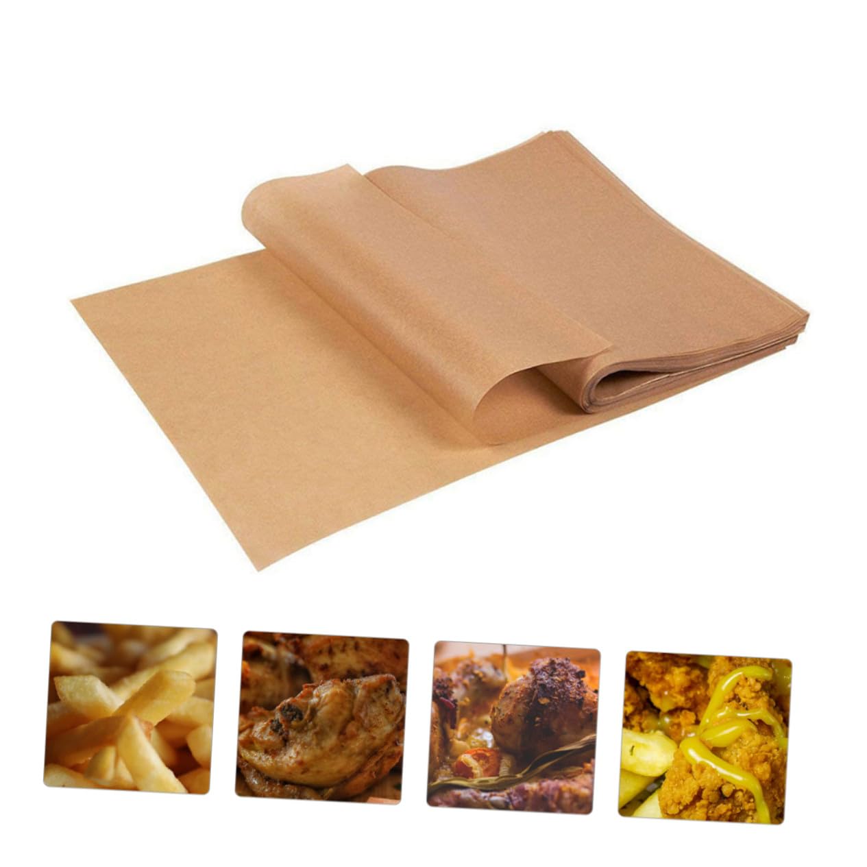 ARTIBETTER 200 piezas Papel para Hornear Unidades Papel de Horno Antiadherente para Freidora y Barbacoa Absorbente de Aceite Resistente Altas Temperaturas para Repostería y Cocina