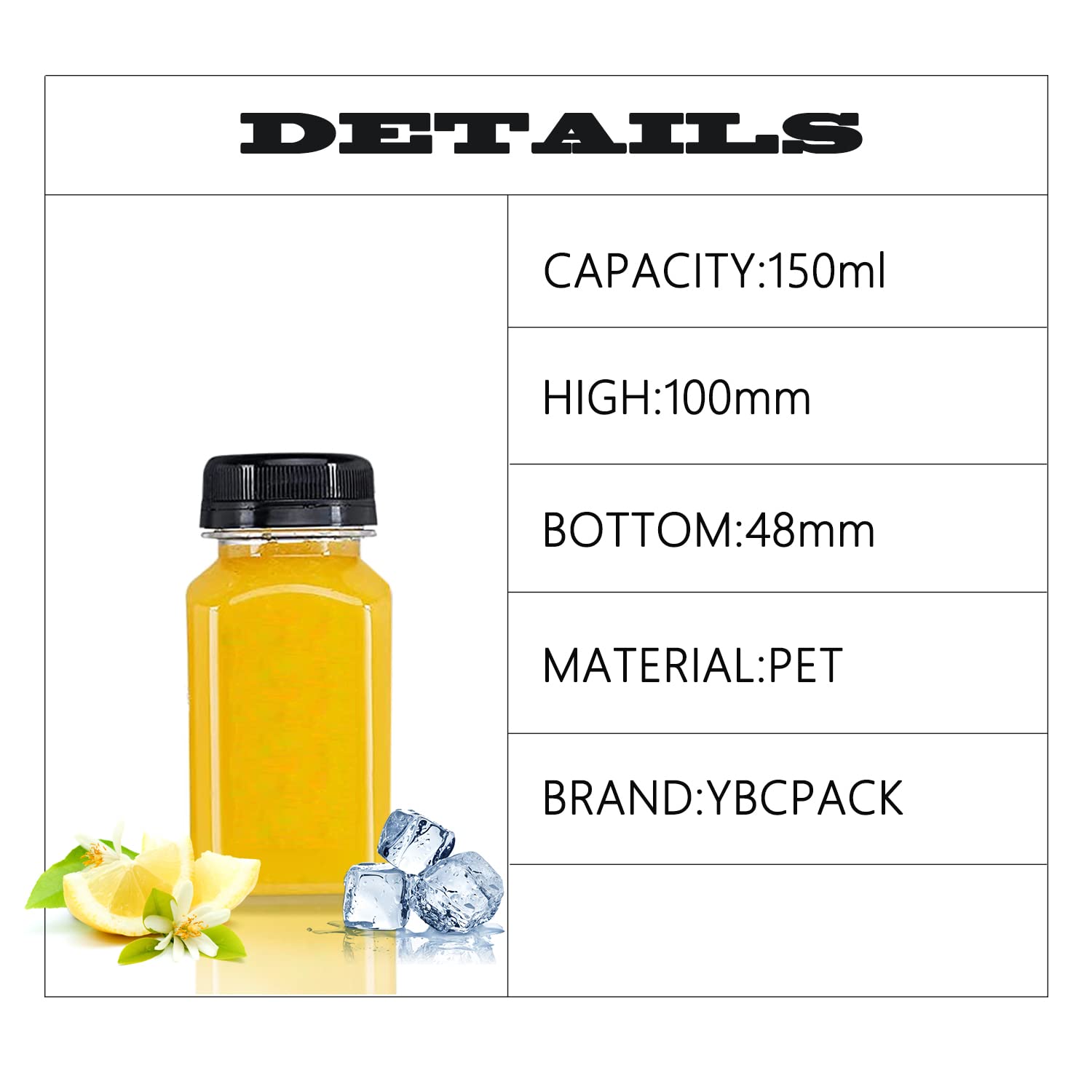YBCPACK 16 Pack 5oz/150ml Plastic Shot bottles with Lids - Image 2