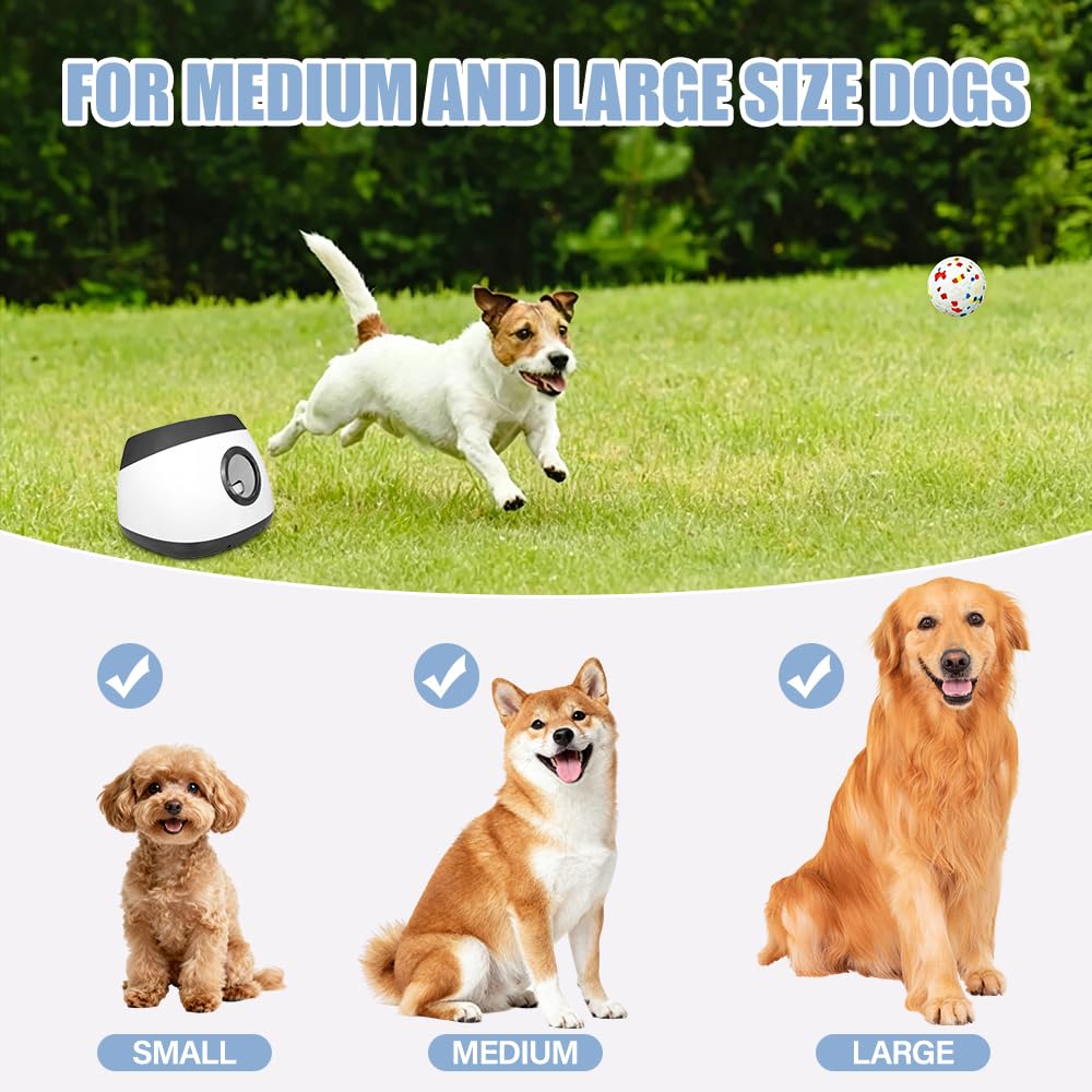 Lanceur De Balles Automatique pour Chiens, Distance Réglable 14-22m,Lanceur Balle pour Intérieur Et Extérieur avec 6 Balles pour Chiens Moyens Et Grands