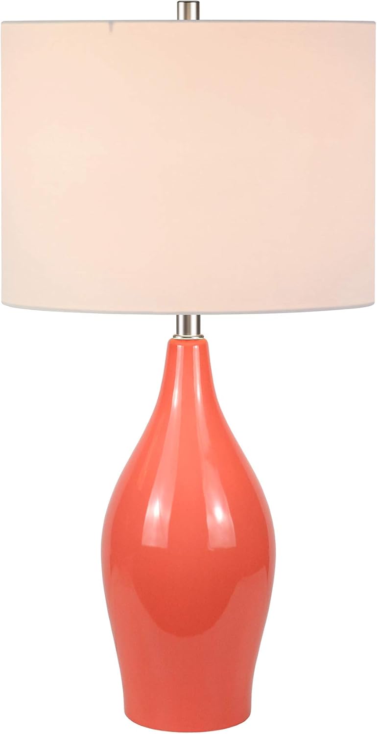 Bеѕt Dеаl Henn&Hart Traditional Porcelain Table Lamp with Fabric Shade in Coral