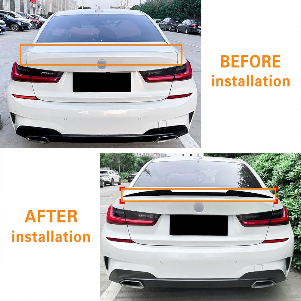 G20 Trunk Spoiler, Blade Peak Style, Suitable for BMW 3 Series 320i 325i (2019-2025) M4 G20, Gloss Black Rear Spoiler.