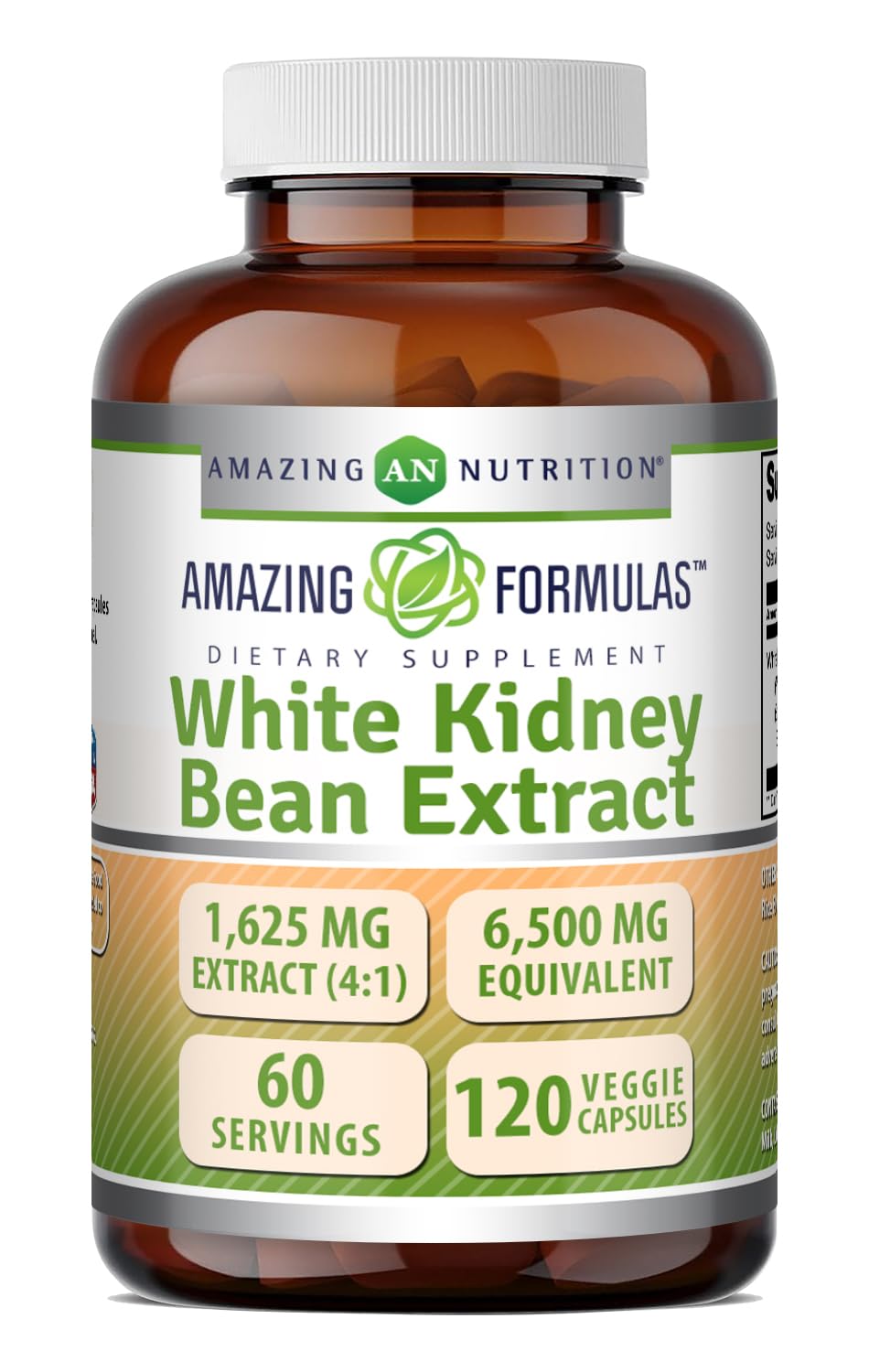 Amazing Formulas White Kidney Bean Extract 1650 Mg 4:1 Extract | Vegetarian Capsules | Non-GMO | Gluten-Free | Made in USA (1 Pack | 120 Count)