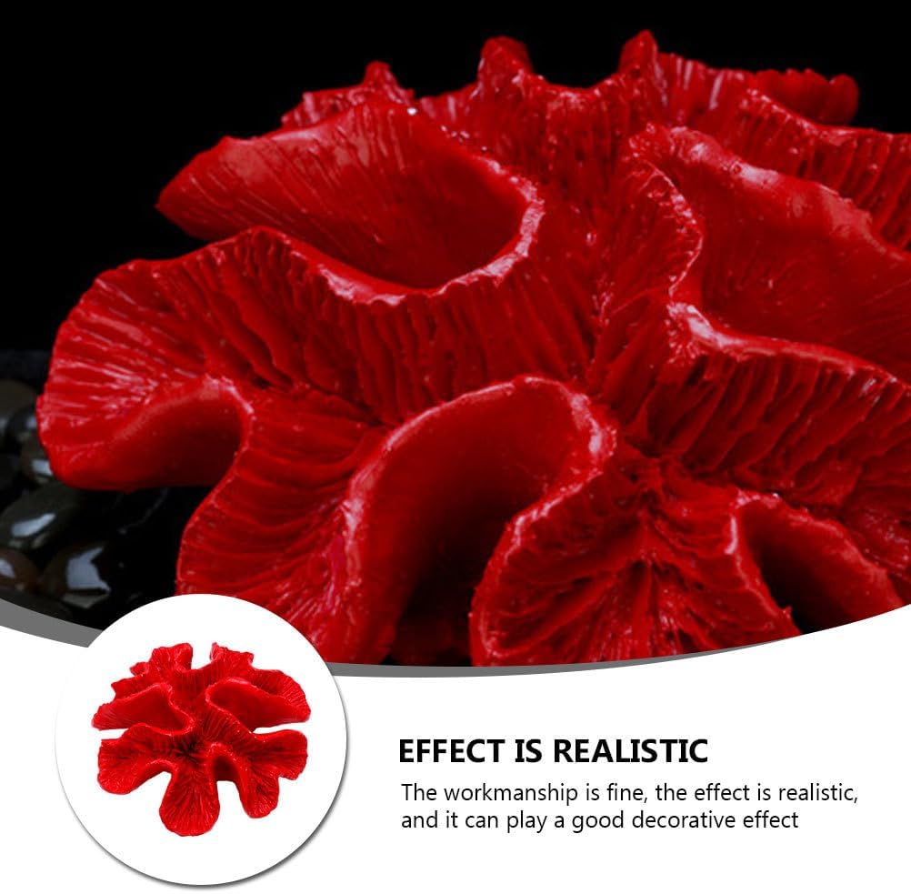 Balacoo Aquarium Coral Decorations: Fish Tank Artificial Coral Reef Ornaments - Resin Aquarium Plants Decoration for Landscape (Red)