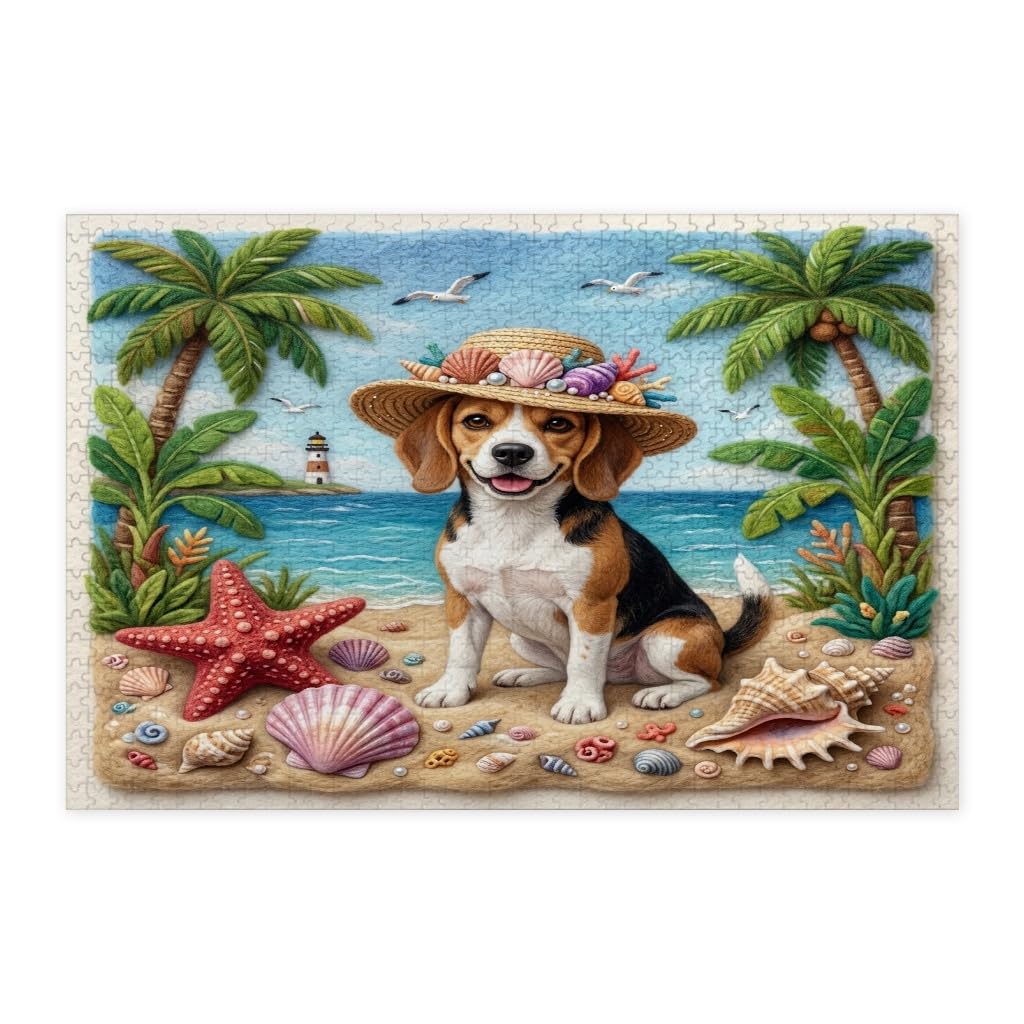 Rompecabezas de madera de 1000 piezas con acabado premium de beagle tropical 7
