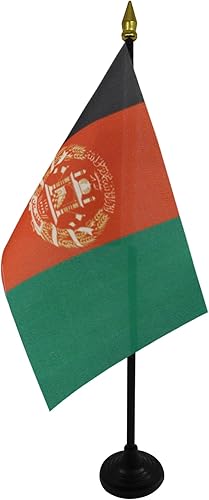AZ FLAG Bandera de mesa de Afganistán de 4 x 6 pulgadas, bandera de escritorio afgana de 5.9 x 3.9 in, parte superior de lanza dorada
