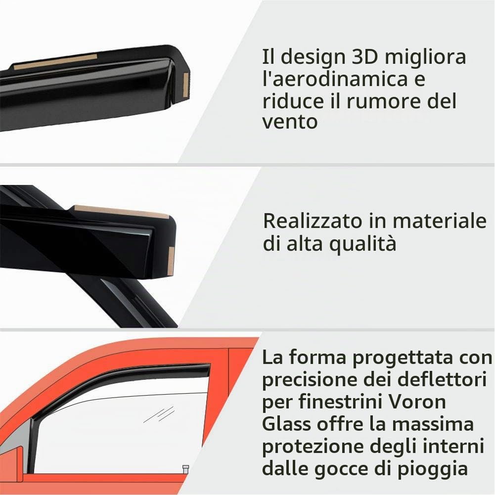 Voron Glass Deflettori Compatibile con Jeep Compass 16-26 - Incasso 4Pz