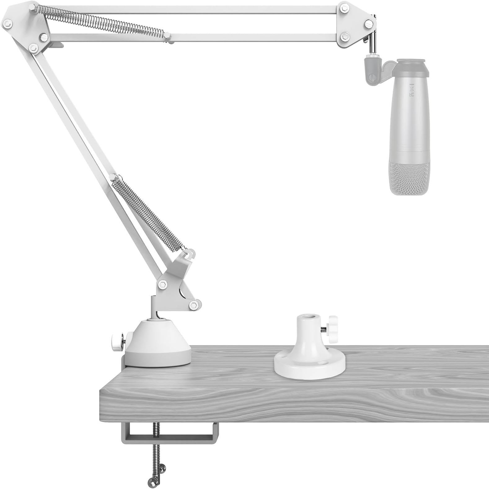 GEEKRIAfor Creators Microphone Arm Compatible with SAMSON Technologies Q2U, Q9U, Q7x, Q8x Mic Boom Arm Mount Adapter with Tabletop Flange Mount, Mic Scissor Arm, Desk Mount Holder (White)