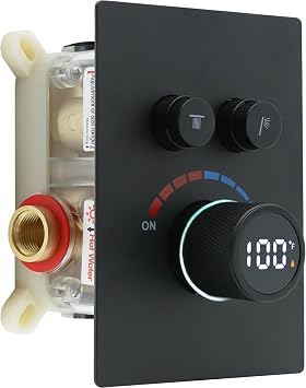 Concealed Digital Display Shower Valve Shower Valve 2 Way Shower Diverter Valve Shower Mixing Valve Can Use All the Time Matte Black