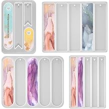 4 PCS Bookmarks Silicone Mold Resin Bookmark Moulds Rectangle Silicone Mold Bookmarks Epoxy Molds Shiny Bookmarks Mold for DIY Epoxy Resin Book Marks Crafts Making Supplies