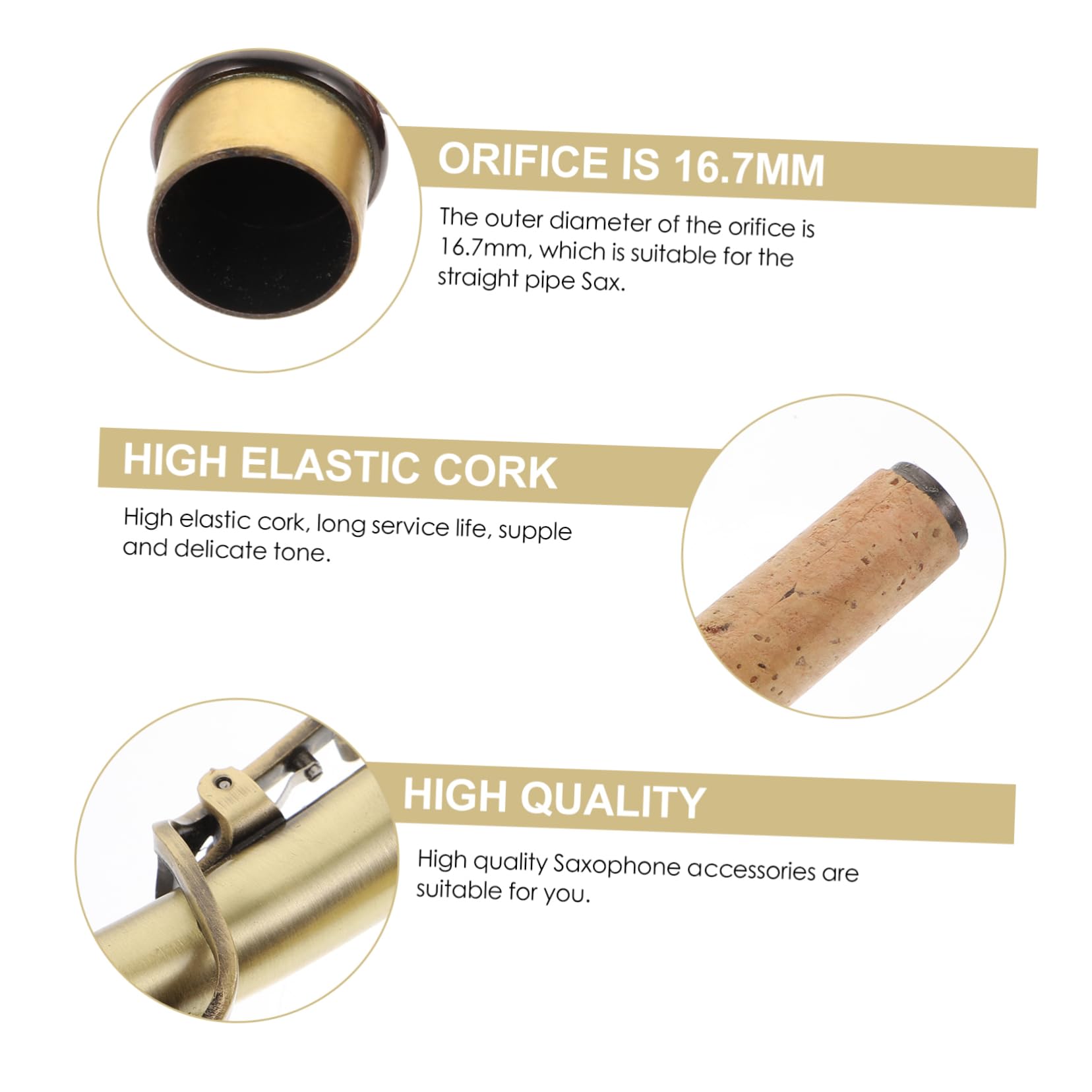 Manche Droit de Saxophone en Bronze Rétro, Lot de 2 Pièces