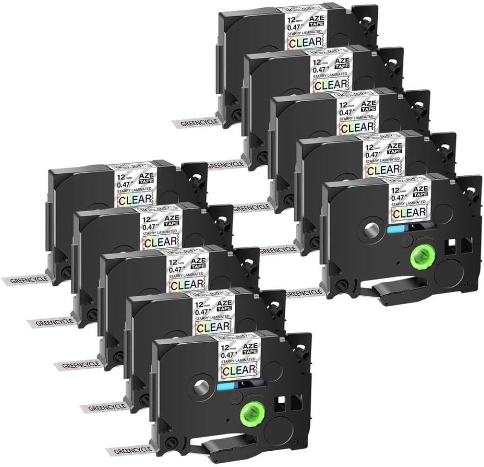 12mm 星空ラミネートラベルテープ 5 または 10 パック Tz-131L1 Tze-231L1 と互換性あり(10PK Bla